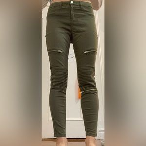 Army green, originally purchased in Europe, with unique detail on the legs